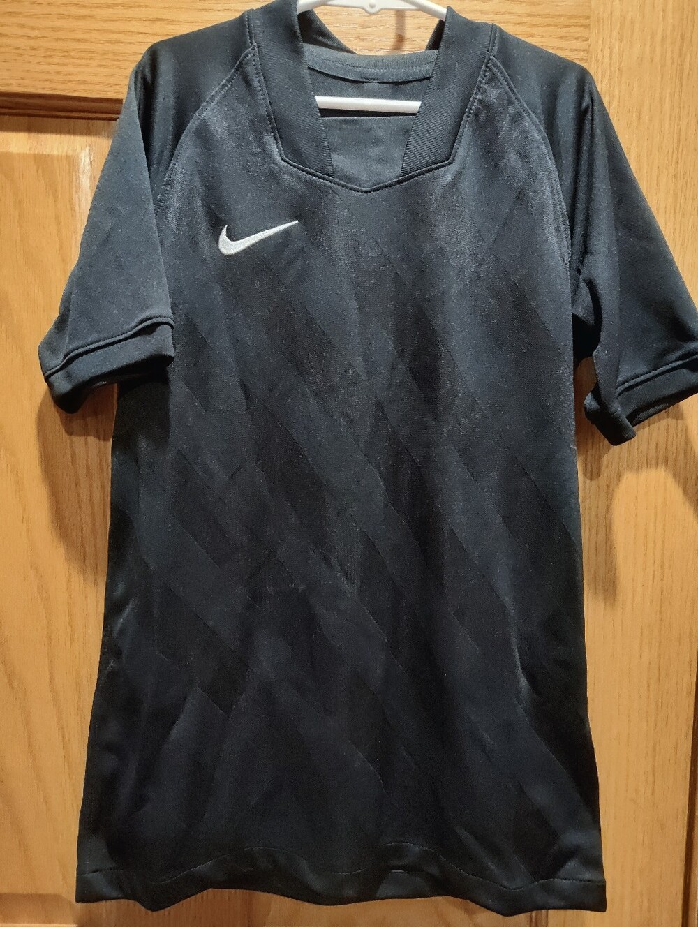 Nike Youth Black Soccer/Football Jersey, Short Sleeve with White Swoosh